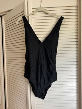 NWT J. Crew Black V-Neck One-Piece Swimsuit